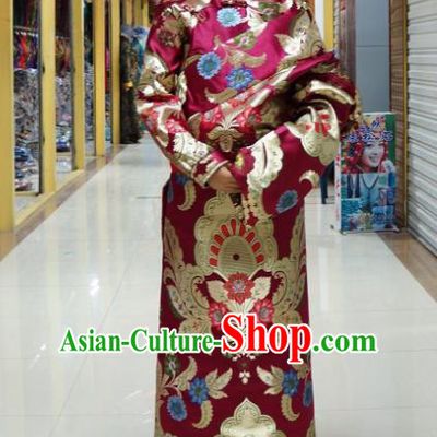 Chinese Zang Nationality Brocade Tibetan Robe, China Traditional Tibetan Ethnic Heishui Dance Costume for Women
