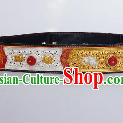 Chinese Traditional Zang Nationality Belts Waist Accessories, China Tibetan Robe Ethnic Waistband for Men