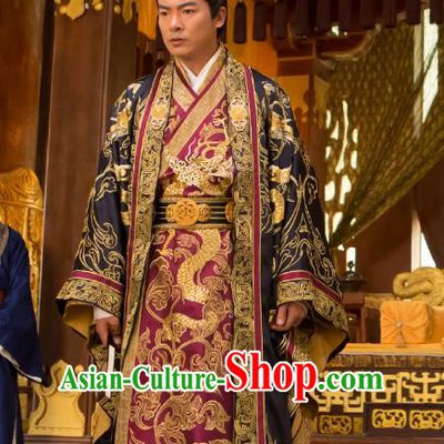 Chinese Ancient Emperor Costume Northern and Southern Dynasties Monarch Replica Costumes for Men