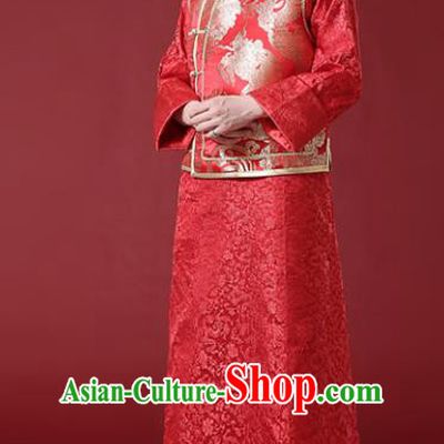 Chinese Traditional Wedding Embroidered Costume Ancient Bridegroom Toast Tang Suit Clothing for Men