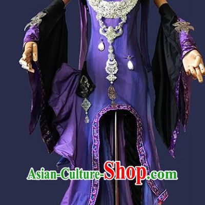Chinese Ancient Cosplay Swordsman Purple Hanfu Dress Han Dynasty Female Knight-errant Costume for Women