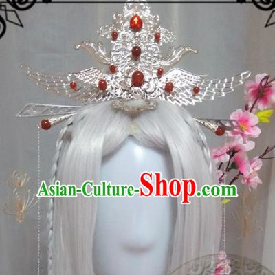 Chinese Traditional Handmade Swordsman Wig and Hair Accessories Ancient Knight Hairpins Headwear for Men