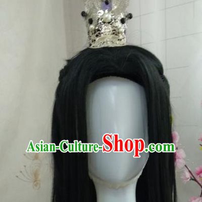 Chinese Traditional Handmade Hair Accessories and Wig Ancient Hairdo Crown Hairpins Complete Set for Men