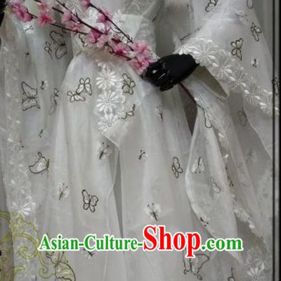 Chinese Ancient Court Princess Costume Cosplay Swordswoman Clothing Tang Dynasty Palace Lady White Hanfu Dress for Women
