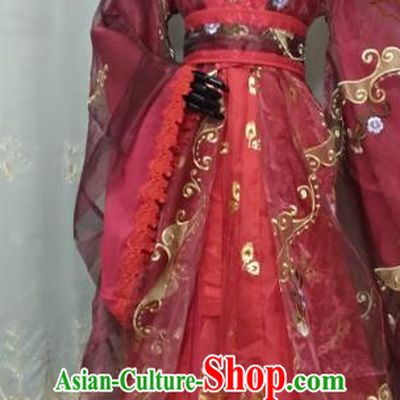Chinese Ancient Princess Red Costume Cosplay Swordswoman Clothing Han Dynasty Imperial Concubine Hanfu Dress for Women