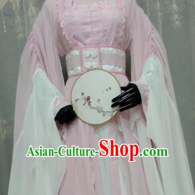 Chinese Ancient Costume Cosplay Swordswoman Clothing Tang Dynasty Princess Pink Hanfu Dress for Women