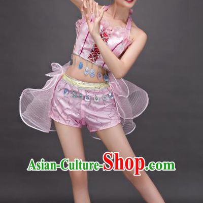 Top Grade Stage Show Costume Chorus Modern Dance Jazz Dance Pink Dress for Women