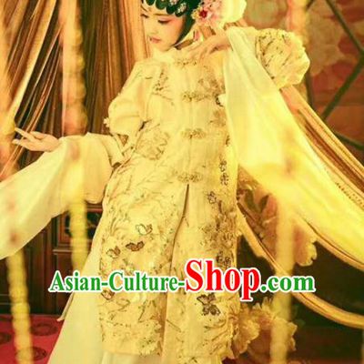 Chinese Ancient Princess Embroidered Costume Beijing Opera Actress Hanfu Dress and Headpiece for Kids