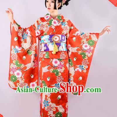 Japanese Kimono Traditional Japanese Garment Clothing and Accessories Complete Set