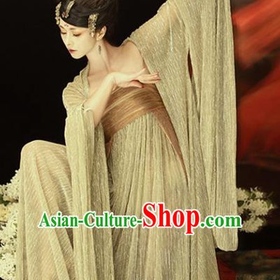 Chinese Ancient Palace Lady Hanfu Dress Traditional Tang Dynasty Princess Embroidered Costume and Headdress for Women
