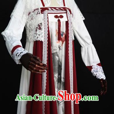 Chinese Ancient Cosplay Court Maid Costume Tang Dynasty Princess Embroidered Hanfu Dress for Women