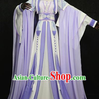Chinese Ancient Cosplay Princess Costume Tang Dynasty Palace Lady Embroidered Purple Hanfu Dress for Women