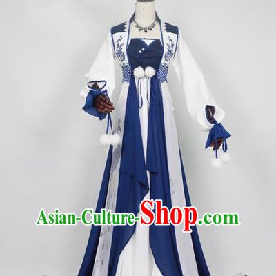 Chinese Ancient Cosplay Swordswoman Costume Han Dynasty Young Lady Embroidered Hanfu Dress for Women
