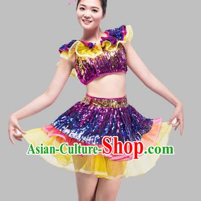 Top Grade Stage Performance Jazz Dance Costume Chorus Modern Dance Bubble Dress for Women