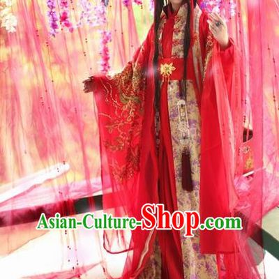 Chinese Ancient Wedding Embroidered Costume Nobility Childe Red Hanfu Dress for Men