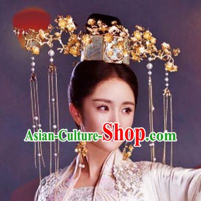 Chinese Traditional Handmade Hair Accessories Queen Phoenix Coronet Ancient Hairpins Complete Set for Women