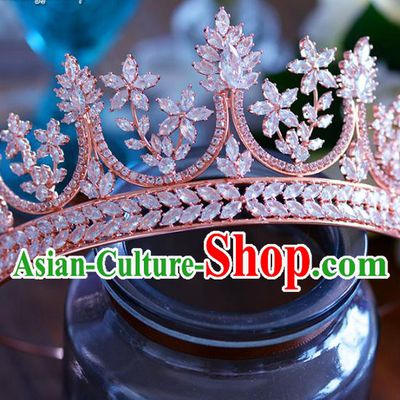 Baroque Style Hair Jewelry Accessories Bride Crystal Zircon Royal Crown Princess Hair Clasp for Women