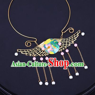 Traditional Chinese Jewelry Accessories Lotus Necklace Ancient Hanfu Tassel Necklet for Women