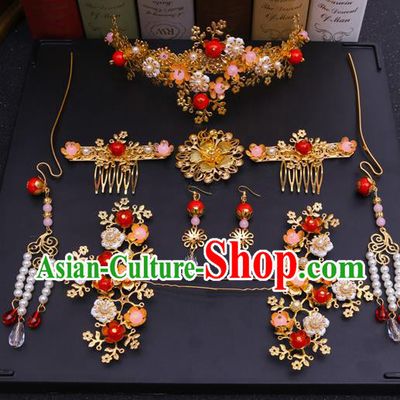 Chinese Traditional Xiuhe Suit Hair Accessories Ancient Bride Hairpins Complete Set for Women