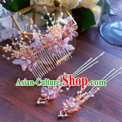 Chinese Traditional Handmade Hair Accessories Ancient Hair Comb and Earrings for Women