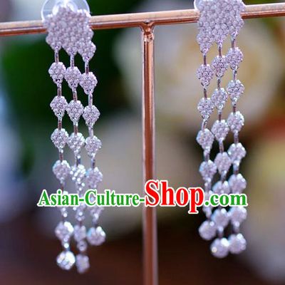 Top Grade Handmade Jewelry Accessories Ancient Zircon Tassel Earrings for Women