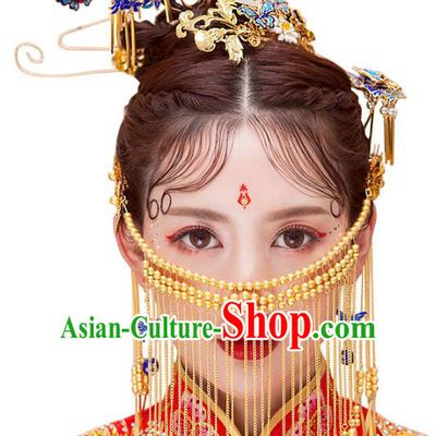 Chinese Ancient Handmade Xiuhe Suit Cloisonne Phoenix Coronet Traditional Jade Hairpins Hair Accessories Complete Set for Women