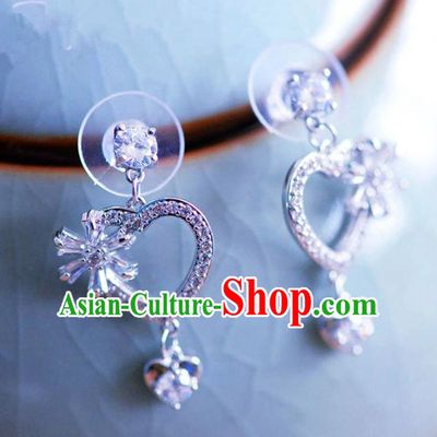Top Grade Handmade Wedding Jewelry Accessories Zircon Heart-shaped Earrings for Women