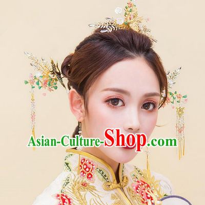 Chinese Ancient Handmade Palace Phoenix Coronet Hair Accessories Traditional Hairpins for Women