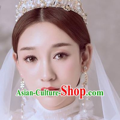 Baroque Style Hair Jewelry Accessories Bride Crystal Beads Royal Crown Princess Imperial Crown for Women