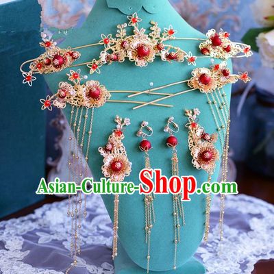 Chinese Ancient Handmade Palace Hair Clips Tassel Step Shake Hair Accessories Traditional Hairpins for Women
