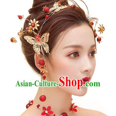 Top Grade Handmade Jewelry Accessories Chinese Ancient Bride Butterfly Hair Clasp for Women