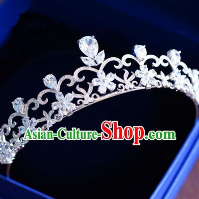 Top Grade Handmade Baroque Hair Jewelry Accessories Royal Crown Bride Zircon Imperial Crown for Women