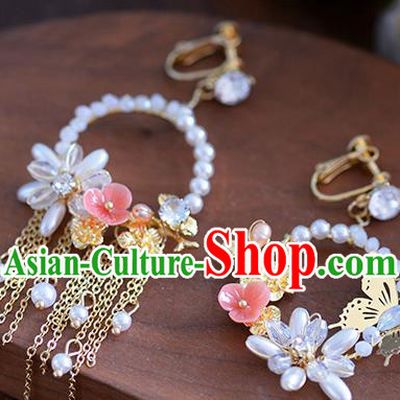 Top Grade Handmade Wedding Butterfly Earrings Accessories Bride Pearls Eardrop for Women