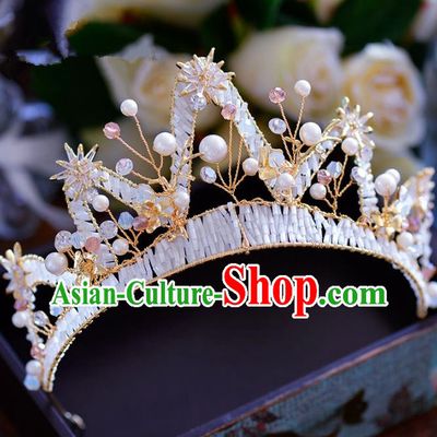 Top Grade Handmade Hair Accessories Baroque Princess Beads Royal Crown Headwear for Women