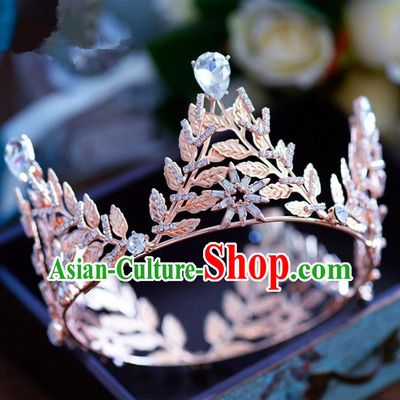 Top Grade Handmade Hair Accessories Baroque Princess Crystal Round Royal Crown Headwear for Women