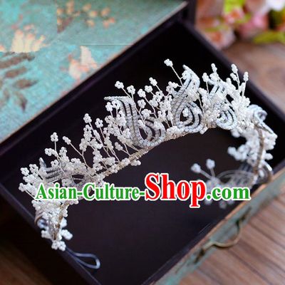 Top Grade Handmade Hair Accessories Baroque Bride Royal Crown Headwear for Women