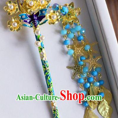 Ancient Chinese Handmade Classical Hair Accessories Hair Clip Xiuhe Suit Cloisonne Hairpins for Women
