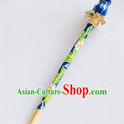 Ancient Chinese Handmade Classical Hair Accessories Xiuhe Suit Cloisonne Blue Hairpins for Women