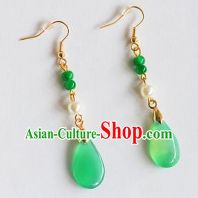 Top Grade Chinese Handmade Wedding Jade Earrings Accessories Bride Eardrop for Women