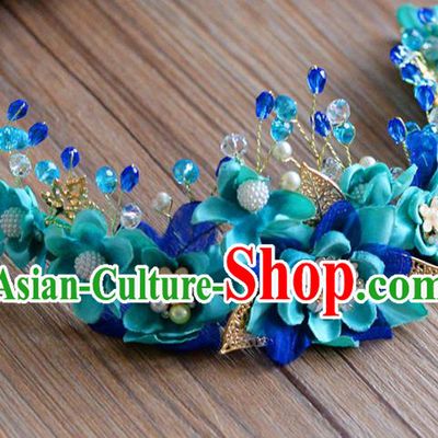 Top Grade Handmade Hair Accessories Baroque Green Flowers Garland Royal Crown Headwear for Women