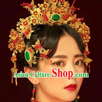 Ancient Chinese Handmade Classical Hair Accessories Palace Phoenix Coronet Hairpins Complete Set for Women