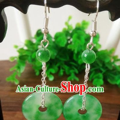 Top Grade Chinese Handmade Wedding Accessories Hanfu Palace Jade Earrings for Women