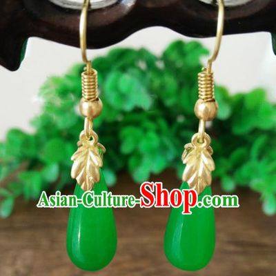 Top Grade Chinese Handmade Wedding Accessories Jade Eardrop Hanfu Earrings for Women