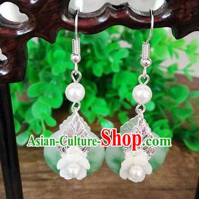 Top Grade Chinese Handmade Wedding Accessories Pearl Eardrop Hanfu Jade Earrings for Women