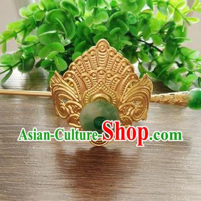 China Ancient Nobility Childe Handmade Hair Accessories Swordsman Golden Hairdo Crown Headwear for Men