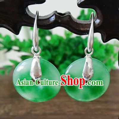 Top Grade Chinese Handmade Wedding Accessories Jade Eardrop Hanfu Golden Earrings for Women