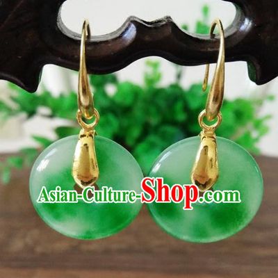 Top Grade Chinese Handmade Wedding Accessories Jade Eardrop Hanfu Earrings for Women