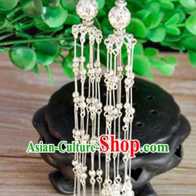 Top Grade Chinese Handmade Accessories Hanfu Eardrop Long Tassel Earrings for Women
