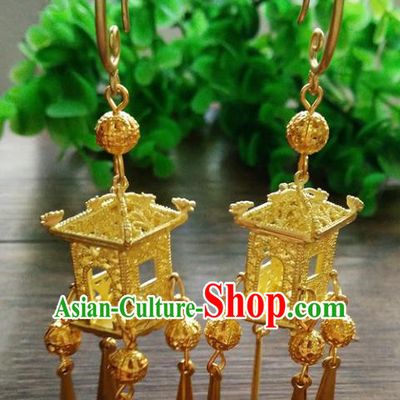 Top Grade Chinese Handmade Accessories Brass Eardrop Hanfu Earrings for Women