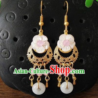 Top Grade Chinese Handmade Accessories Hanfu Eardrop Shell Earrings for Women